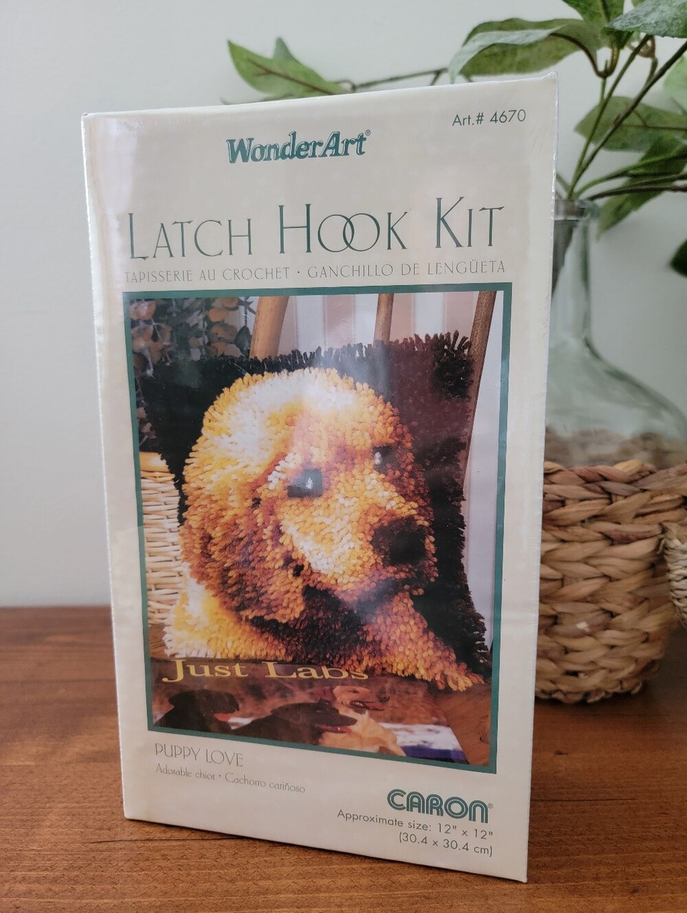New Sealed Wonderart Caron Latch Hook Kit Puppy Love Just Labs